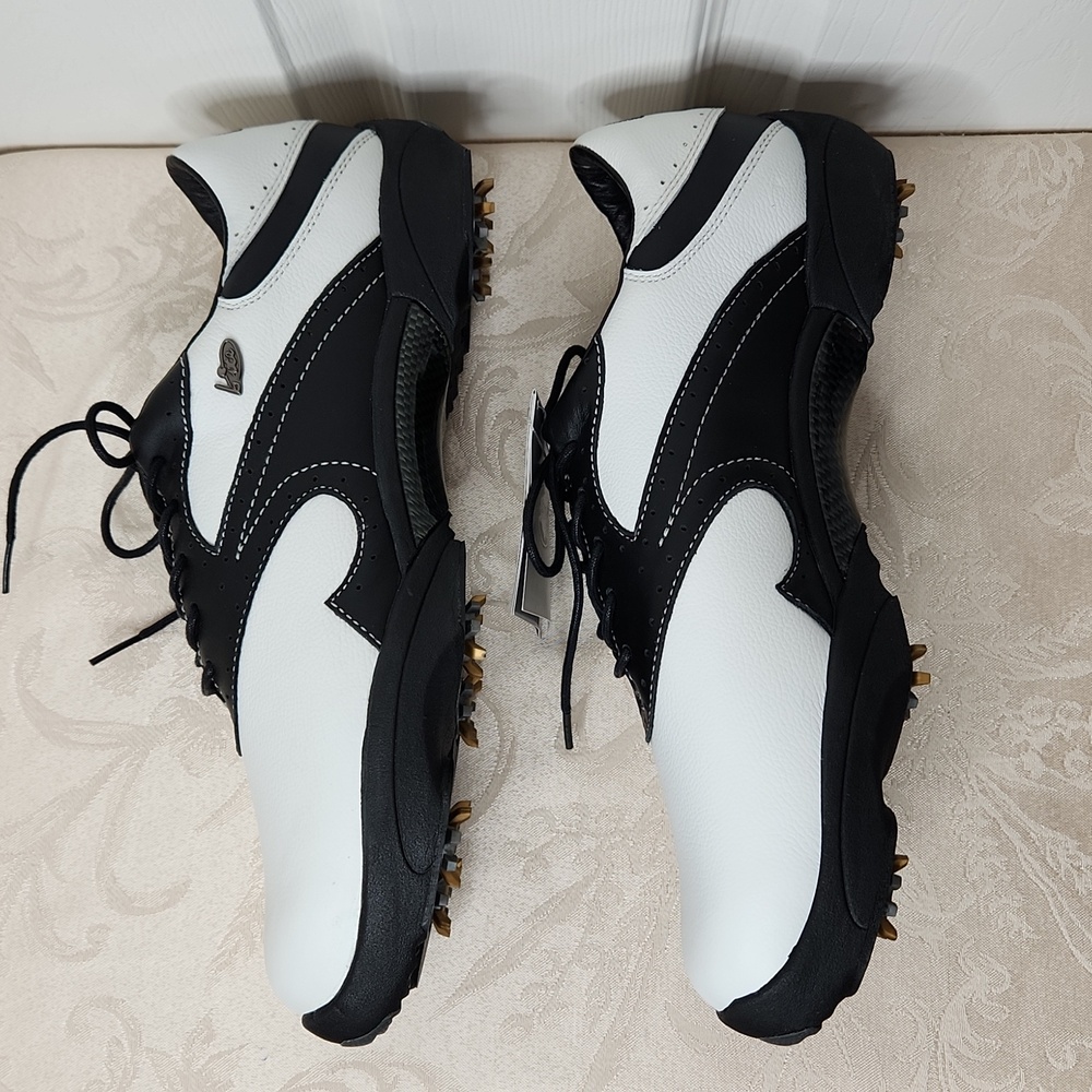 Mens Crocs Bite leather golf shoes soft cleat black white size 12 style 2207A - Picture 6 of 8